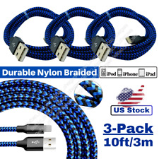 3Pack Braided Fast Charger Cable Heavy Duty USB Cord For iPhone 14 13 12 11 X XR picture