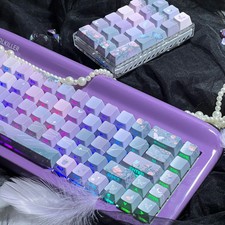 Midsummer Night Cherry MOA Profile PBT Keycaps Purple Butterfly Flower 120 Key picture