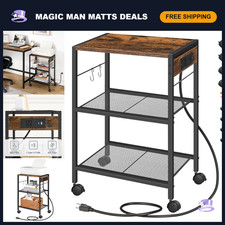 3-Tier Mobile Printer Stand with Power Outlets & USB Ports, Rolling Cart for Off picture