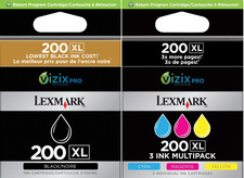 Lexmark Genuine 200XL Black Cyan Magenta Yellow 4PK Ink Cartridge Pro4000 5000 picture