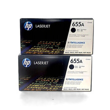 HP 655A Black Toner 2-Pack CF450A Genuine OEM New Open Box M652 M653 M681 M682 picture