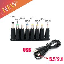8pcs AC DC Power Charger Supply Adapter Tips Connector Jack to Plug Charging picture
