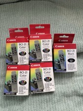 Genuine Canon 1 BC-21  Black & 4 BC-21 Color Ink Cartridges  BCI-21 OEM Sealed picture