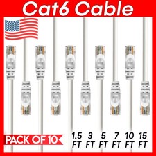 10 x Cat 6 Patch Cord White Cat6 Cable Ethernet RJ45 Connectors Internet Wire picture