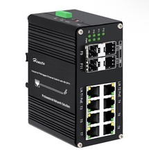 Industrial L2+ 12 Port Gigabit Managed PoE Ethernet Switch,Hardened Fiber, 8 PoE picture