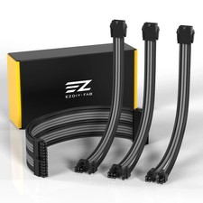 EZDIY-FAB PSU Cable Extension Kit 18AWG, ATX EPS PCIe 30cm Black Grey picture