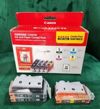 Genuine Canon Ink and Paper Combo Pack PGI-5, CLI-8 Y,C & M w/ Extra See Details picture