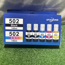 SPACEINK T502 Ink Refill Bottles 5-Pack (2x Black, Cyan, Magenta, Yellow) 140ml picture