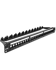 24 Port Patch Panel 1u Blank Cat6 Rackmount Panel For Rj45 Hdmi Coax Speaker Key picture