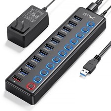 11 Port USB 3.0 Hub Expansion with 10 USB 3.0 Data Transfer Ports and 1 USB picture