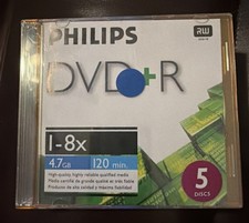 Philips 5 Pack DVD R 4.7 CD High Speed 1 8X 700MB 120 Minutes New w Jewel Cases picture