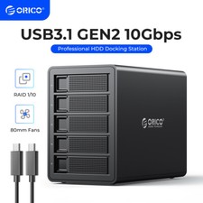 ORICO 5 Bay Hard Drive Enclosure Daisy Chain 10Gbps Type-C HDD Docking Station picture
