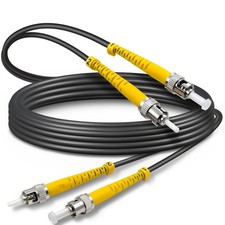 Armored OS2 ST To ST Single Mode Fiber Cable OD5mm 9/125um Duplex Black 30 Ft picture