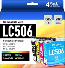 Chip 4-Pack LC506 Ink Cartridges Brother LC INKvestment BCMY Black Color BN picture