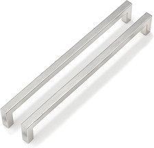 Brushed Nickel Cabinet Pulls 10 Pack 12-3/5 Inch, Square Drawer Handles, Stainle picture