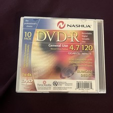Nashua DVD-R 4.7 GB 120 Min 4X Speed General Use New Sealed Slimcase Lot of 4 picture