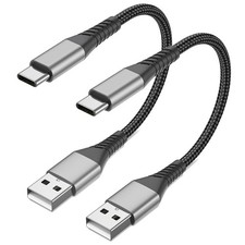 6 inch Short USB C Cable Fast Charging 2 Pack, 0.5ft A to 0.5 Feet, Black  picture
