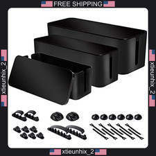 Cable Organizer Box Set with Cable Clips and Ties, 3 Sizes for Surge Protectors picture