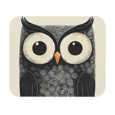 Whimsical Black Owl Mouse Pad | Cute Cartoon Desk Accessory picture