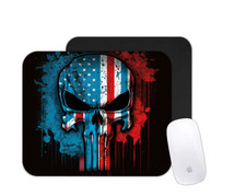 American Flag Punisher Mouse Pad | Patriotic Skull Desk Mat | Custom Action Gift picture