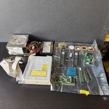 Vintage PC Parts Lot: Seagate HDD, DVD Drive, CPUs, RAM, Linksys Card, PSU picture
