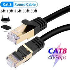 CAT 8 Ethernet RJ45 Cable High Speed 40Gbps LAN Patch Network Gold Plated 6-50ft picture