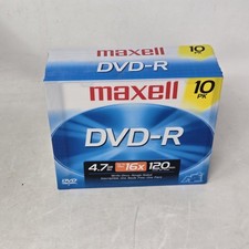 10 Pack Maxell DVD-R 4.7GB 16X Jewel Case Data Video 120 Minutes New picture