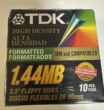 NEW TDK High Density Formatted 3.5 Floppy Disks 1.44MB 10 Pieces Sealed Pkg. picture