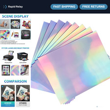 50 Sheets Holographic Sticker Paper for Inkjet & Laser Printers - 8.5x11