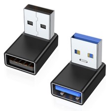 2 Pack Right Angle USB 3.0 Adapter Up and Down 90 Degree USB Male to Female picture