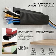 Under Desk Cable Management Tray 40cm Adhesive Wire Cord Organizer Raceway picture