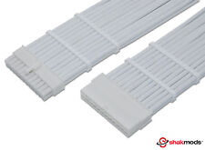 24pin ATX Motherboard 30cm Full White Sleeved Extension + 2 Cable Combs Shakmods picture