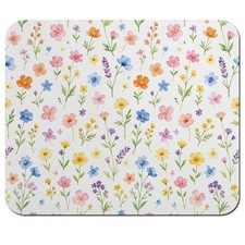 Multicolor Wildflower Watercolor Pattern Mouse Pad 9.5