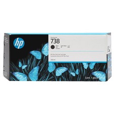 HP 738 Black DesignJet Ink Cartridge, High-Capacity 300ml, Pigment Ink for picture