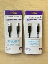 Lot 2-Infinitive Computer USB-A to USB-B Cable USB 2.0 6ft picture