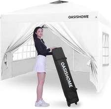 OASISHOME Pop-up Gazebo Instant Portable Canopy Tent 10'x10', 10X10, White  picture