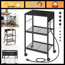 3-Tier Mobile Printer Stand with Power Outlets & USB Ports, Rolling Cart for Off picture