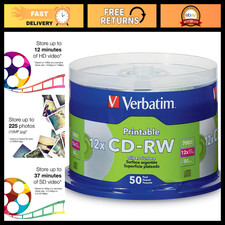 50pk CD-RW 700MB 2X-4X Inkjet Printable Silver Discs - DataLifePlus Spindle picture
