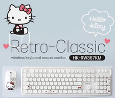 White Hello Kitty Wireless Keyboard Mouse Combo Set Sanrio Korean & English picture