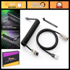 Custom Coiled USB C Cable for Gaming Keyboard, 1.5M Detachable Aviator, Black picture