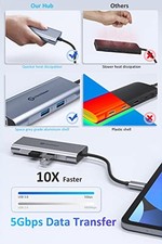 SILVER (Gray) - UTECHSMART USB C HUB, USB C ETHERNET MULTIPORT ADAPTER, 6 IN 1 picture
