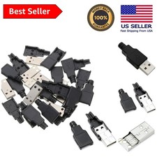 Durable 20pcs USB Type A Male Connectors - Easy Soldering & Black Plastic Cover picture