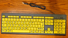 BOOGIIO Large Print Computer Keyboard, Wired USB High Black with Yellow Keys picture