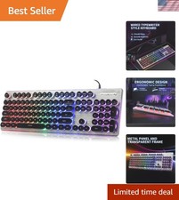 Chic USB Wired Retro Keyboard – 104 Keys with Round Caps & Water Resistance picture