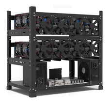 High Airflow 12 GPU Mining Rig Frame ATX Dual PSU Stainless Steel Case w/Screws picture