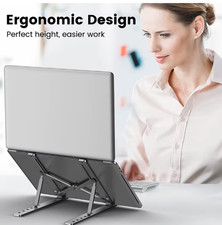 Premium Adjustable Aluminum Laptop Stand Ergonomic Foldable Notebook Holder Desk picture