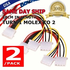 2X 4-pin Molex Male Y-Splitter 4 Pin Molex Dual Female IDE Power Cable Adapter picture