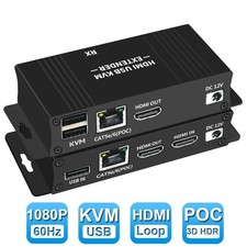 60M HDMI KVM Extender over Ethernet Cat5e/6 KVM USB POC Cable HDMI Loop Extender picture
