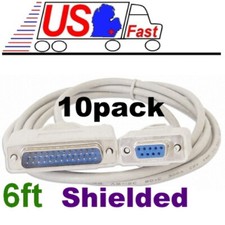 Lot10x/pcs 6ft DB9pin Female~DB25 Male Straight Through RS232 Serial/Modem Cable picture