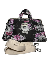 DACHEE Laptop Computer Messenger Bag Water-Resistant Floral Black Peony 15.6 in picture
